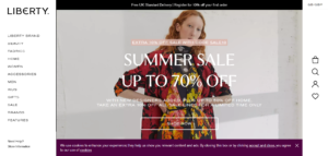 Liberty Londonのサイトのファーストビュー